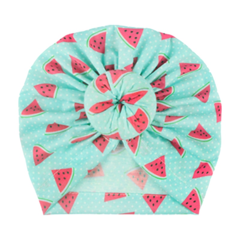 New Donut Baby Beanie Turban Hat Baby Cap Cotton Fruit Print Floral Toddler Baby Girl Cap Infant Accessories 1PC